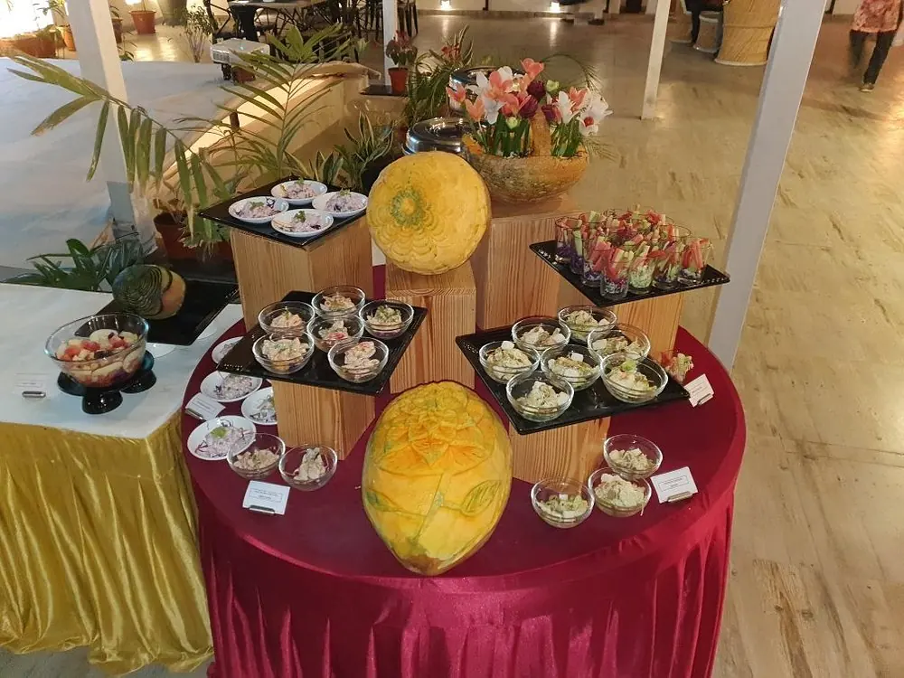 A private celebration buffet set up at Jaajam Restaurant, Udaipur