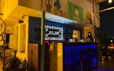 Jaajam, lit up on Lake Palace Road — Jaajam Restaurant, Udaipur